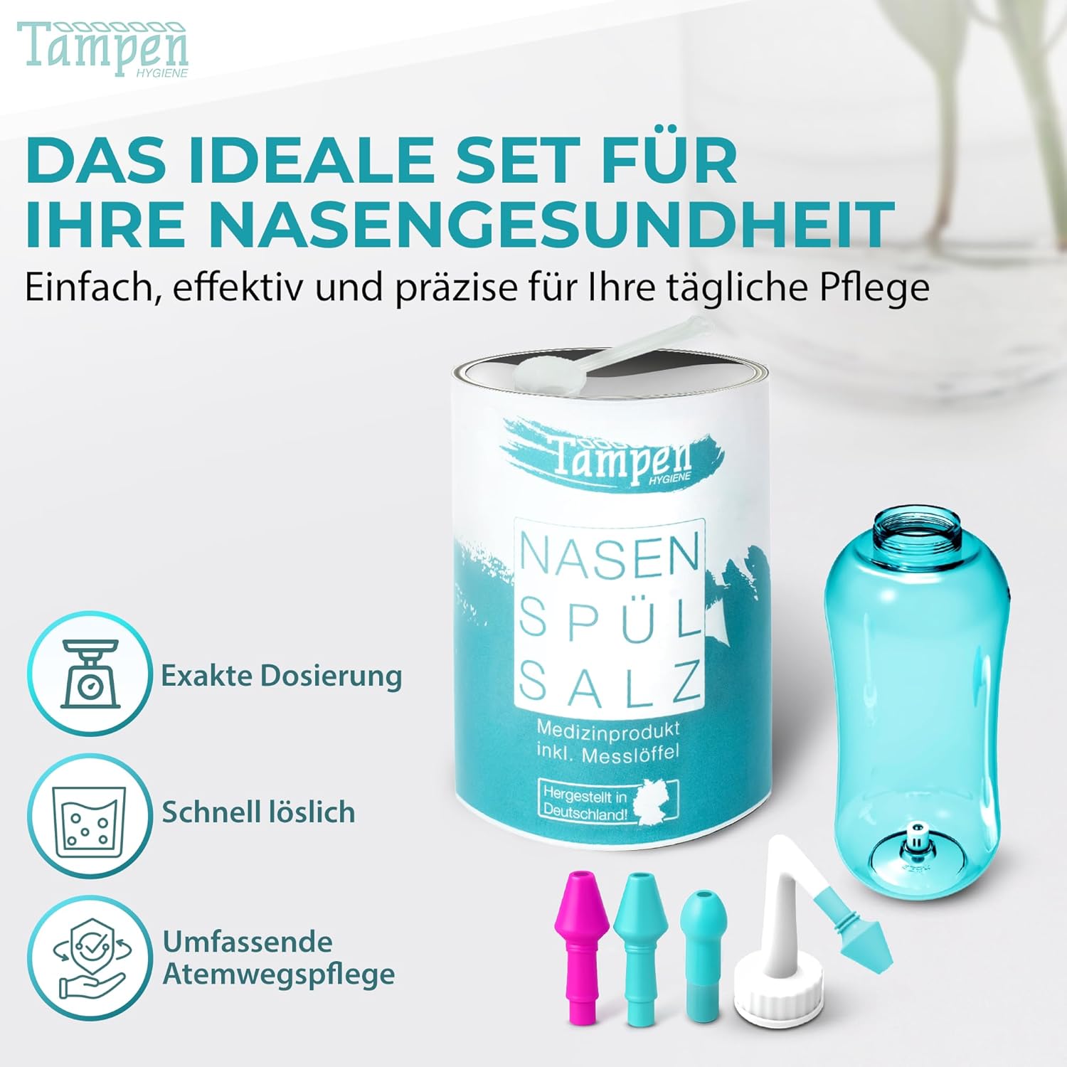 TAMPEN Nasenduschenset mit Spülsalz