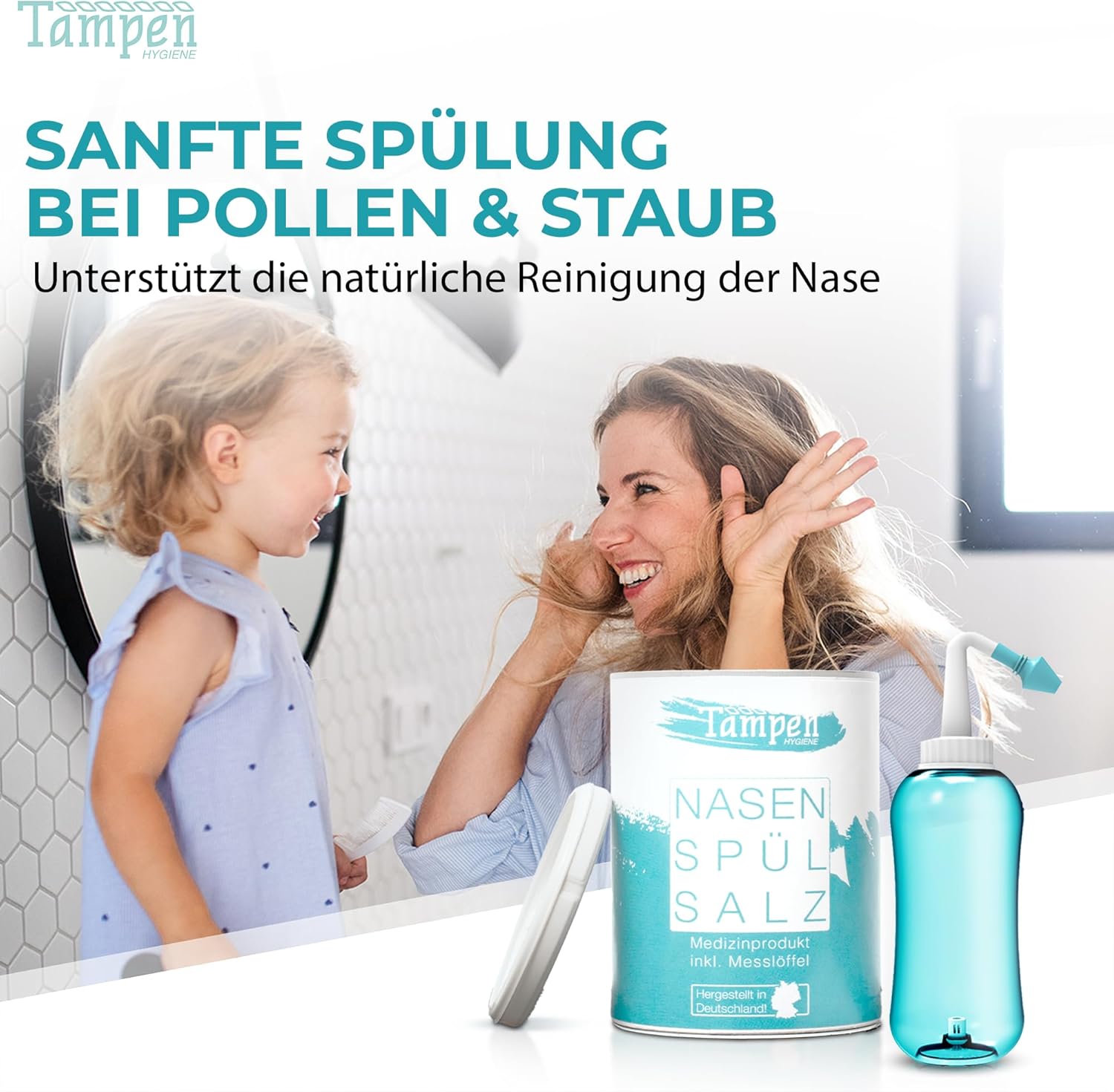 TAMPEN Nasenduschenset mit Spülsalz