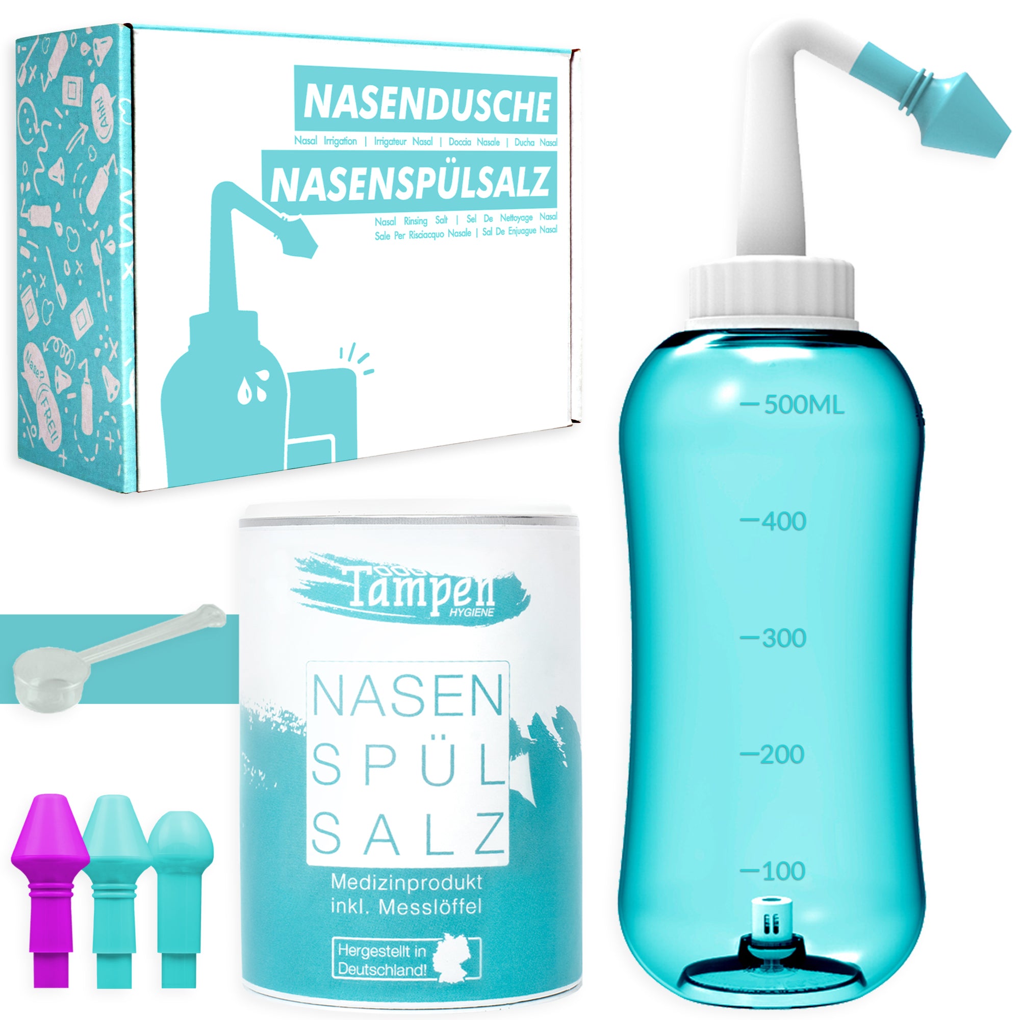 TAMPEN Nasenduschenset mit Spülsalz