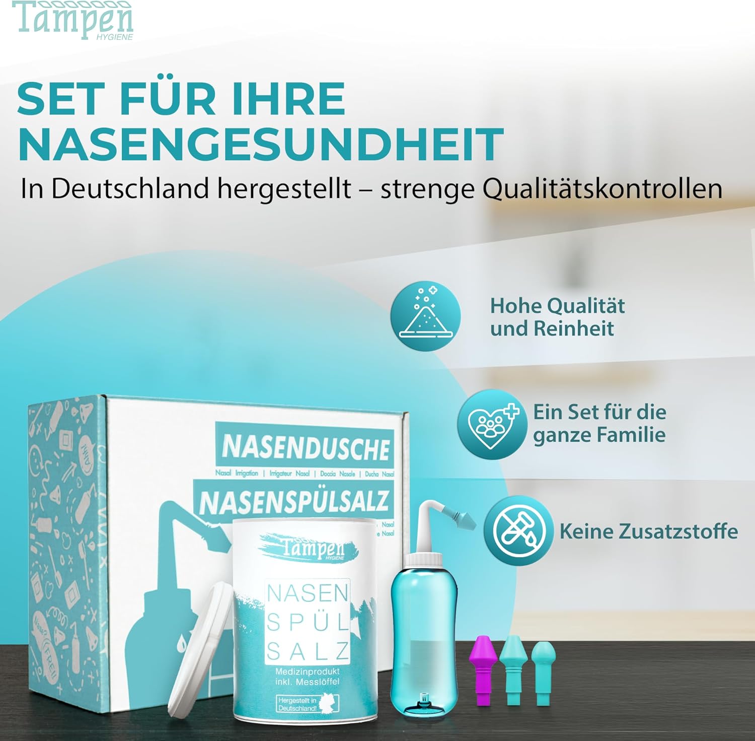 TAMPEN Nasenduschenset mit Spülsalz